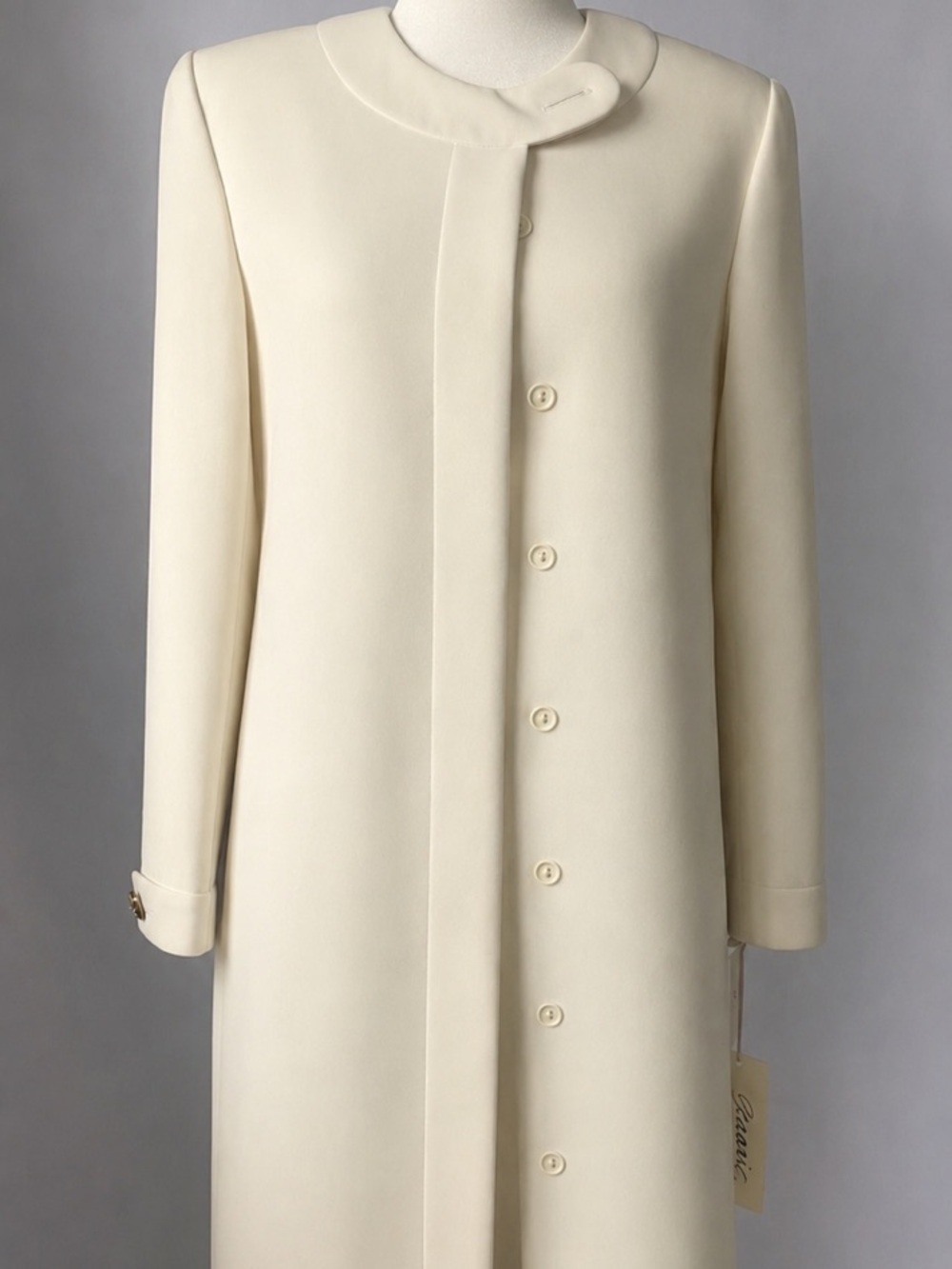 VTG Scaasi Dress Ivory Cream Coat Dress NWT Size 4 Gold Buttons Old Money 90s